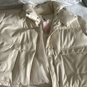 Faux leather white/cream jacket, brand new! Missguidded